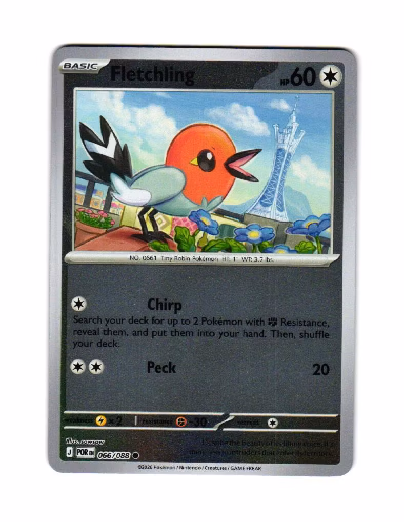 Fletchling Reverse Holo Common 066/088 Perfect Order Pokemon