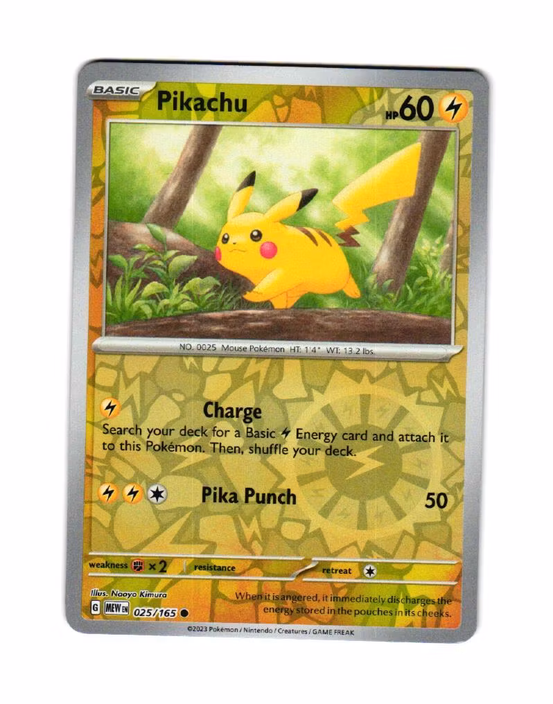 Pikachu Reverse Holo Common 025/165 Pokemon 151