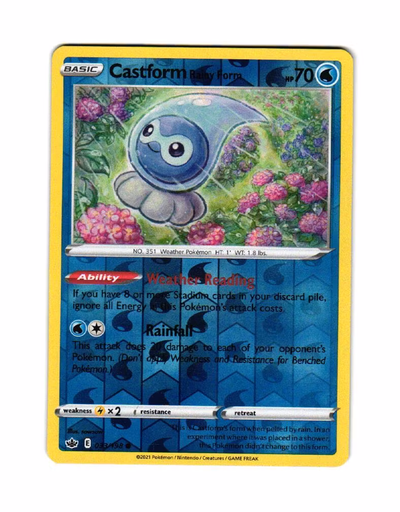 Castform Rainy Form Reverse Holo Common 033/198 Chilling Reign Pokemon