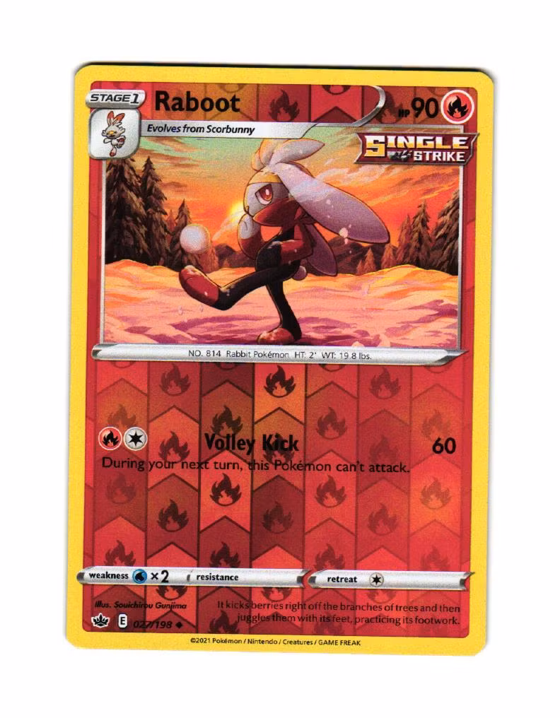 Raboot Reverse Holo Uncommon 027/198 Chilling Reign Pokemon