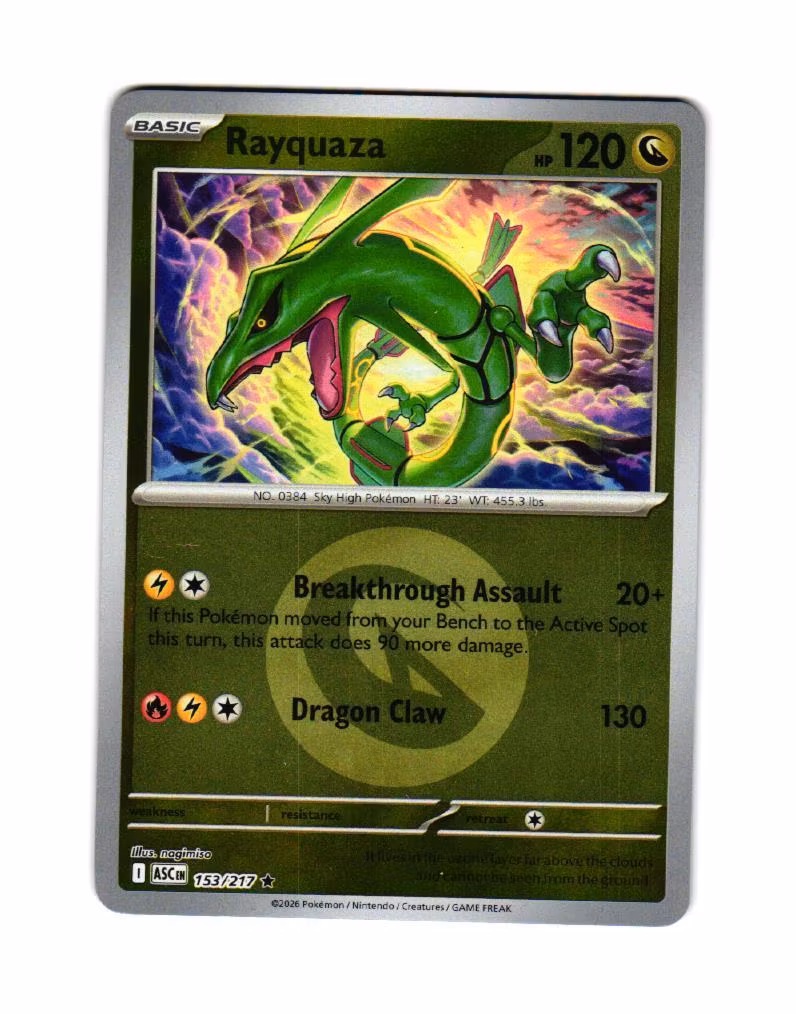 Rayquaza Reverse Holo Rare 153/217 Ascended Heroes Pokemon