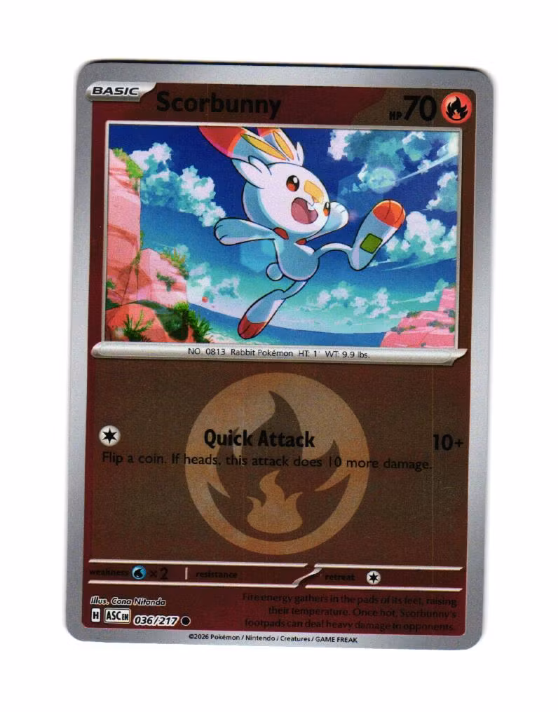 Scorbunny Reverse Holo Common 036/217 Ascended Heroes Pokemon