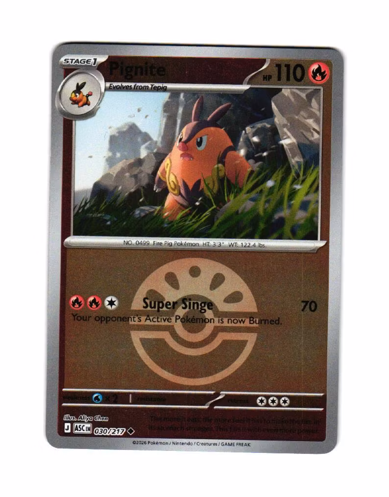 Pignite Friend Ball Reverse Holo Uncommon 030/217 Ascended Heroes Pokemon