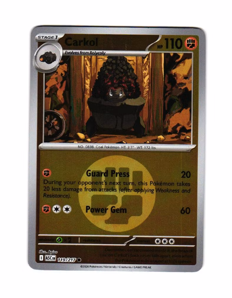 Carkol Reverse Holo Common 119/217 Ascended Heroes Pokemon