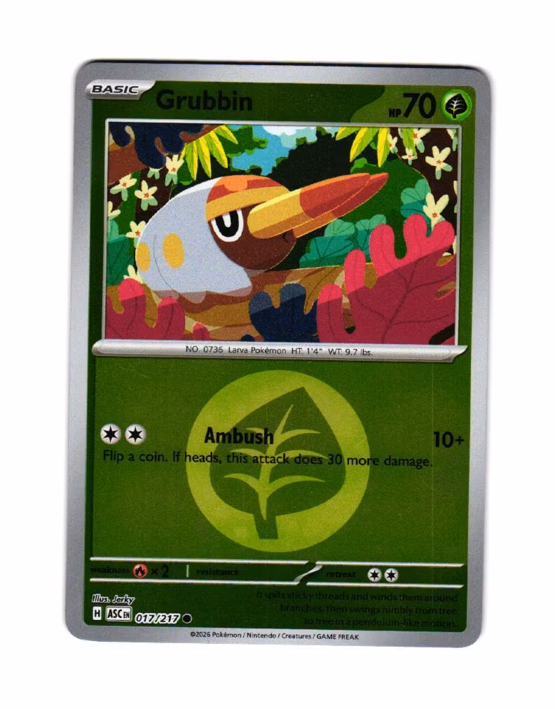 Grubbin Reverse Holo Common 017/217 Ascended Heroes Pokemon