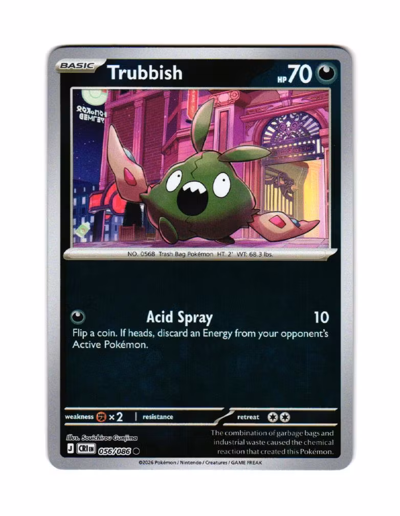 Trubbish Reverse Holo Common 056/086 Chaos Rising Pokemon