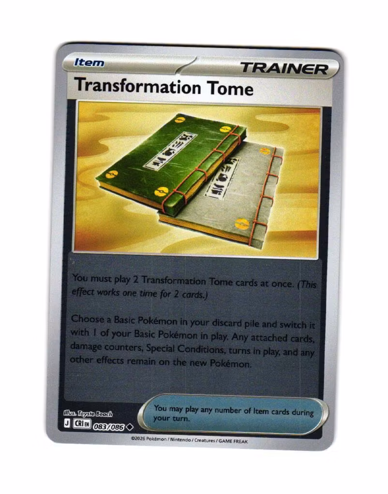 Transformation Tome Reverse Holo Uncommon 083/086 Chaos Rising Pokemon