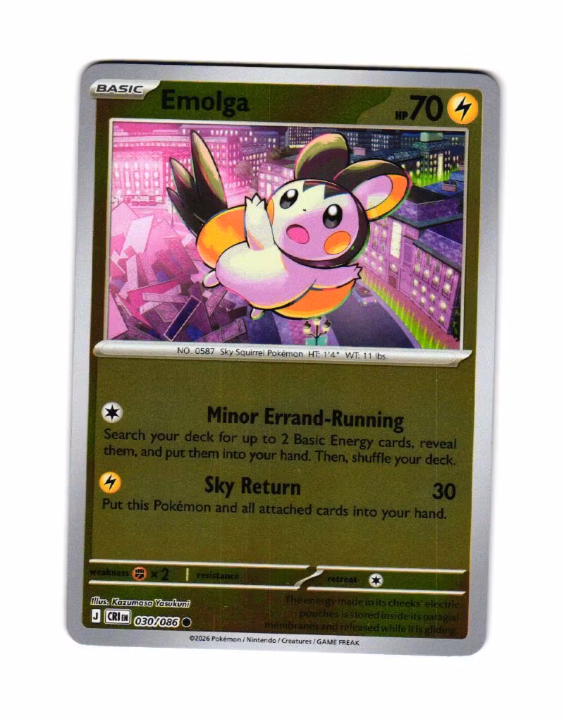 Emolga Reverse Holo Common 030/086 Chaos Rising Pokemon