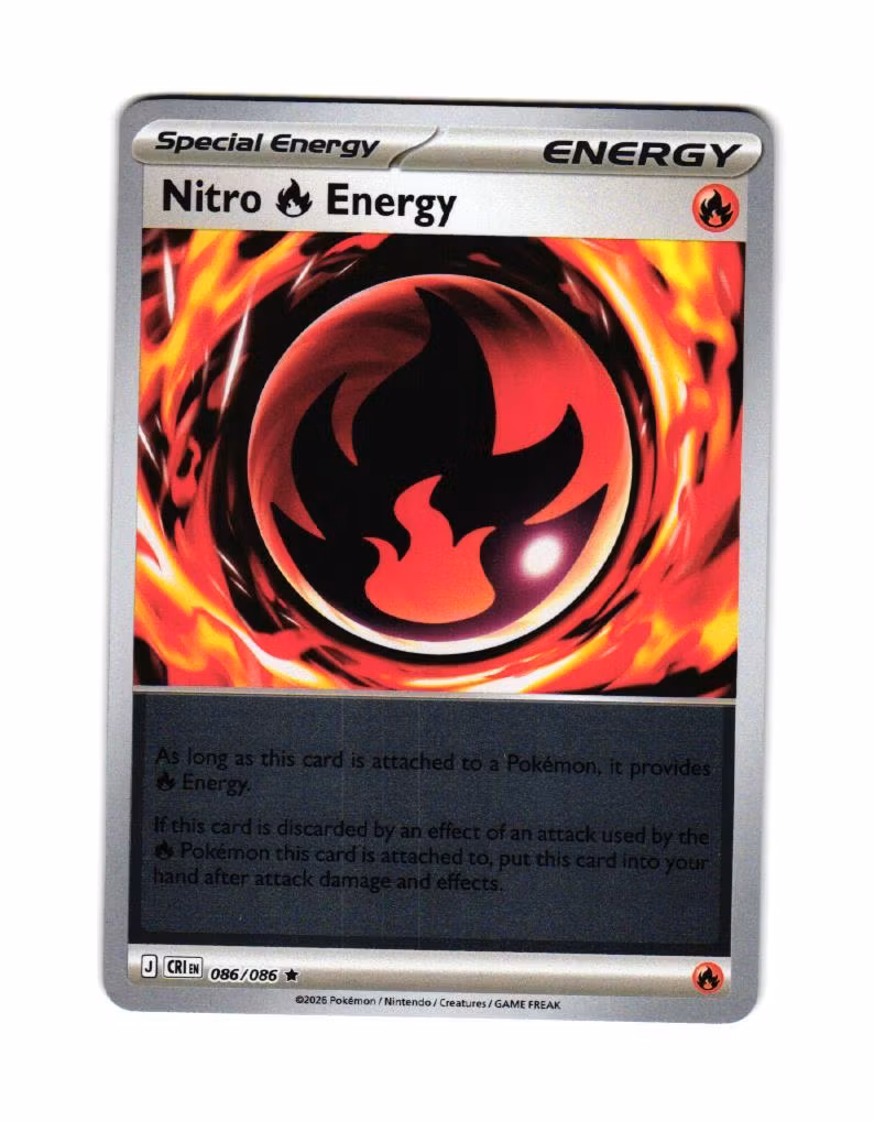 Nitro Fire Energy Reverse Holo Rare 086/086 Chaos Rising Pokemon