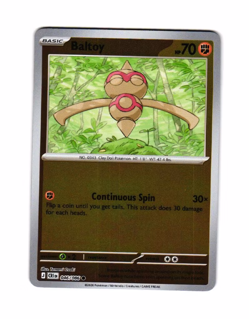 Baltoy Reverse Holo Common 046/086 Chaos Rising Pokemon