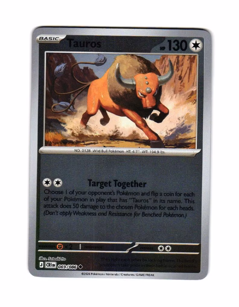 Tauros Reverse Holo Uncommon 069/086 Chaos Rising Pokemon