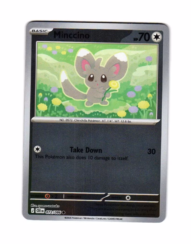 Minccino Reverse Holo Common 072/086 Chaos Rising Pokemon