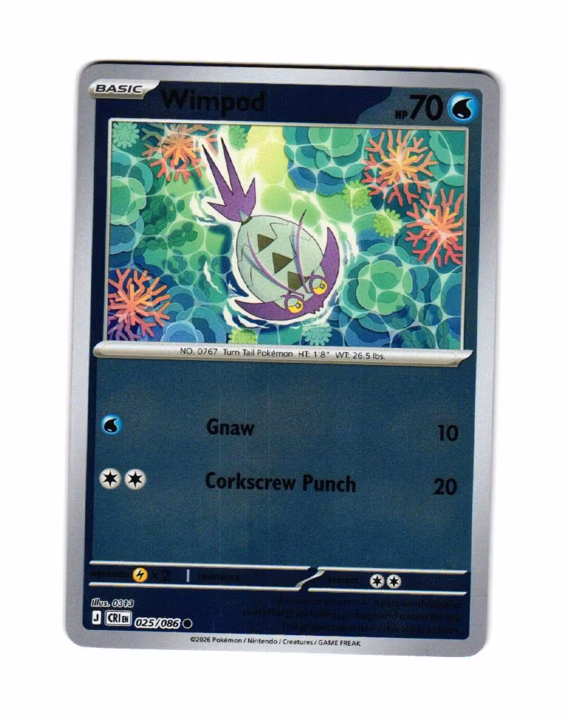 Wimpod Reverse Holo Common 025/086 Chaos Rising Pokemon
