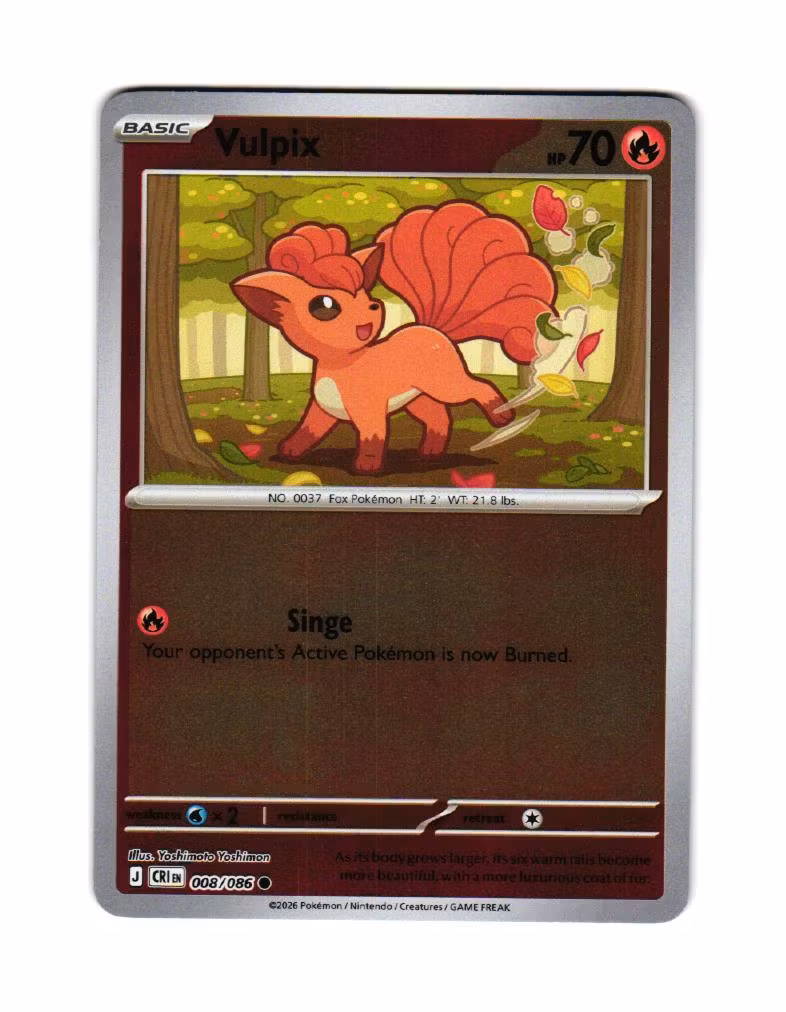 Vulpix Reverse Holo Common 008/086 Chaos Rising Pokemon