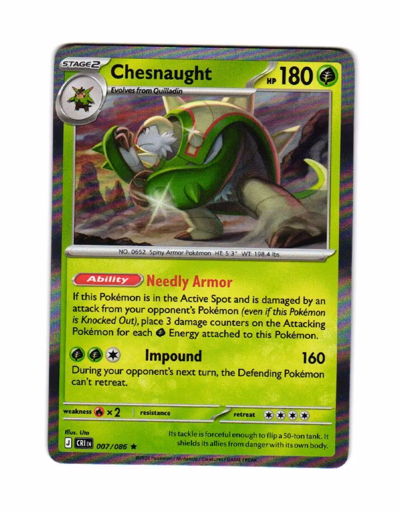 Chesnaught Holo Rare 007/086 Chaos Rising Pokemon