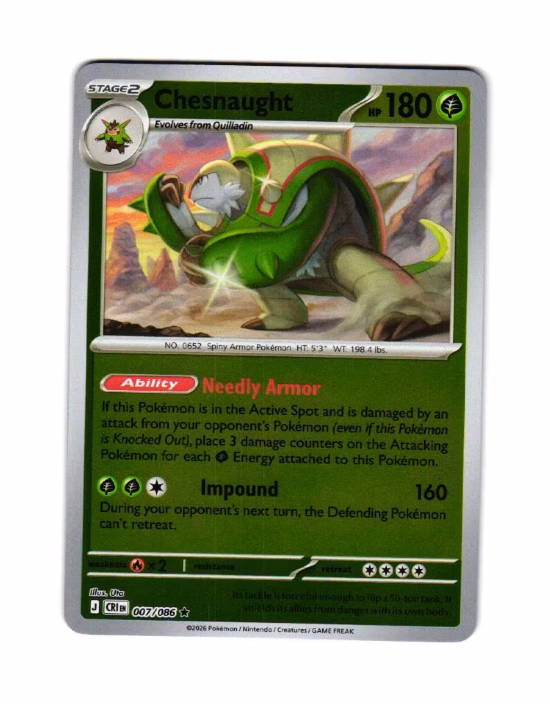 Chesnaught Reverse Holo Rare 007/086 Chaos Rising Pokemon