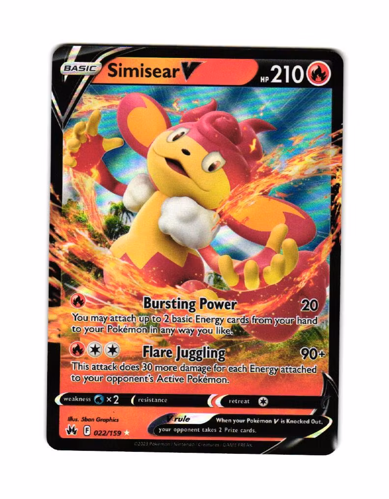 Simisear V Ultra Rare 022/159 Crown Zenith Pokemon