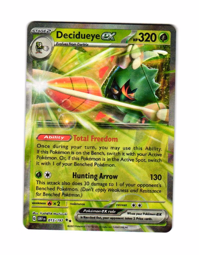 Decidueye Ex Double Rare 015/197 Obsidian Flames Pokemon