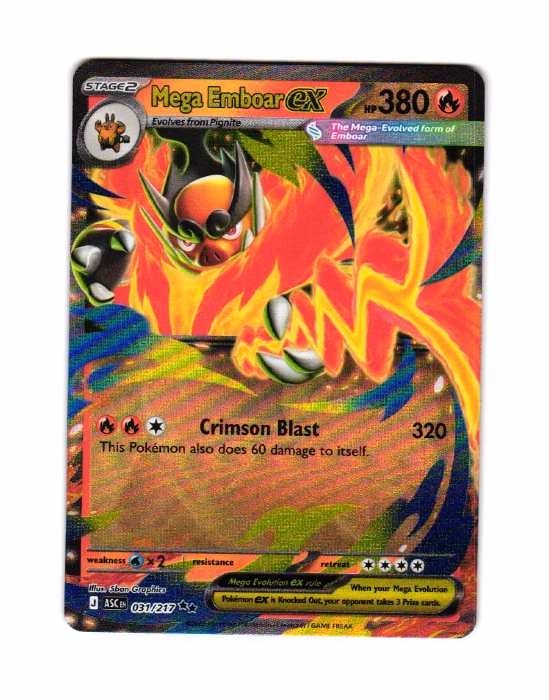 Mega Emboar ex Ultra Rare 031/217 Ascended Heroes Pokemon