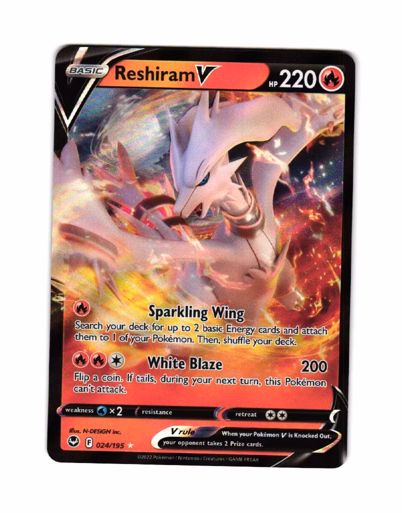 Reshiram V 024/095 Silver Tempest Pokemon
