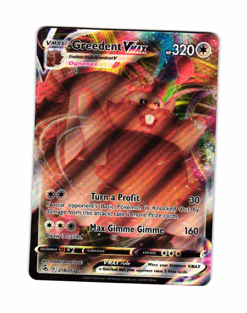 Greedent Vmax Ultra Rare 218/264 Fusion Strike Pokemon