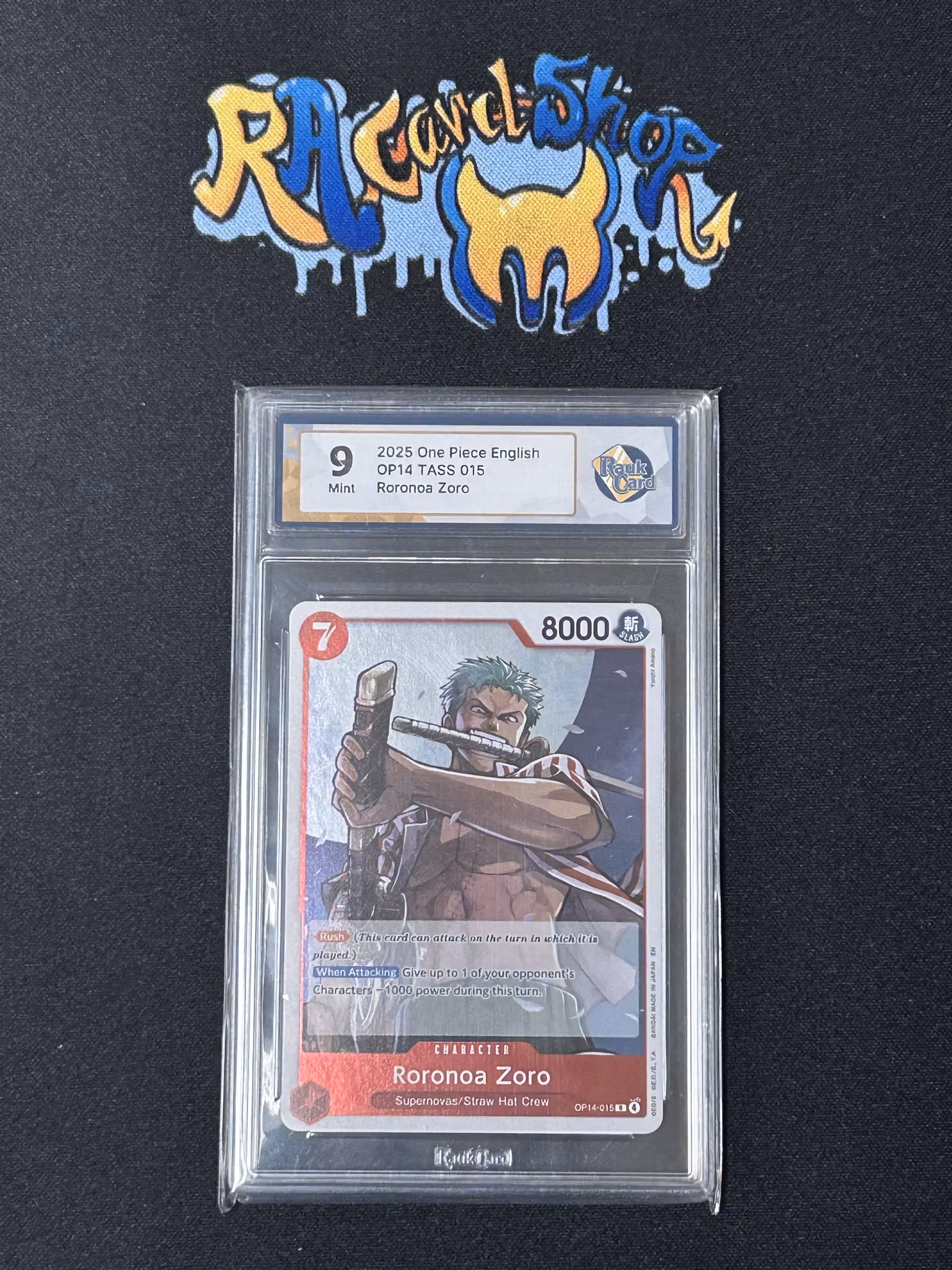 Roronoa Zoro 015 OP14 One Picece Graded Card 9 Rauk Card