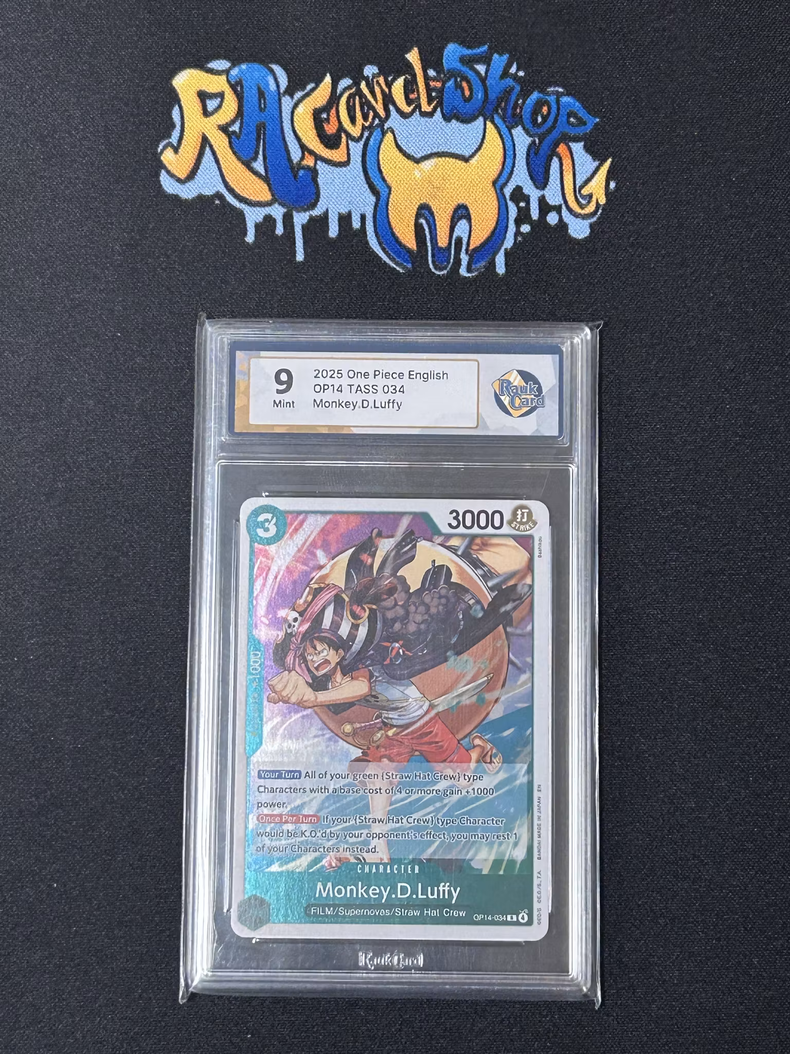 Monkey D Luffy TASS 034 OP14 One Piece Graded Card 9 Rauk Card
