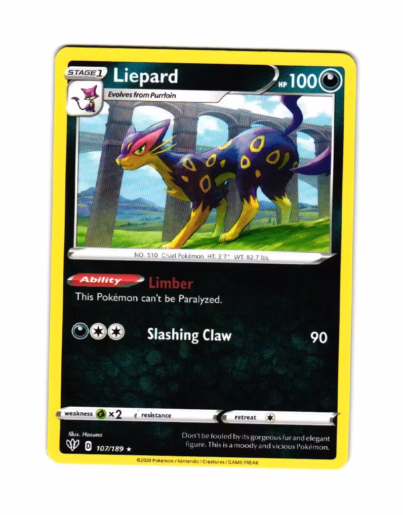 Liepard Rare 107/189 Darkness Ablaze Pokemon
