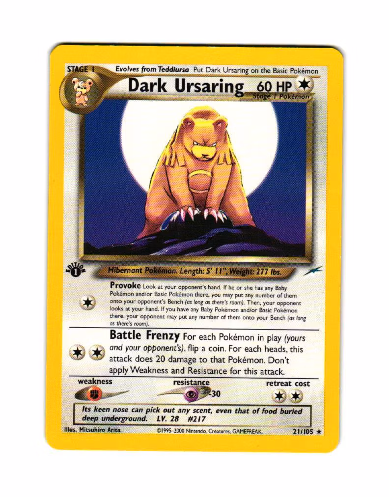 Dark Ursaring Rare 21/105 Neo Destiny 1st Edition Pokemon