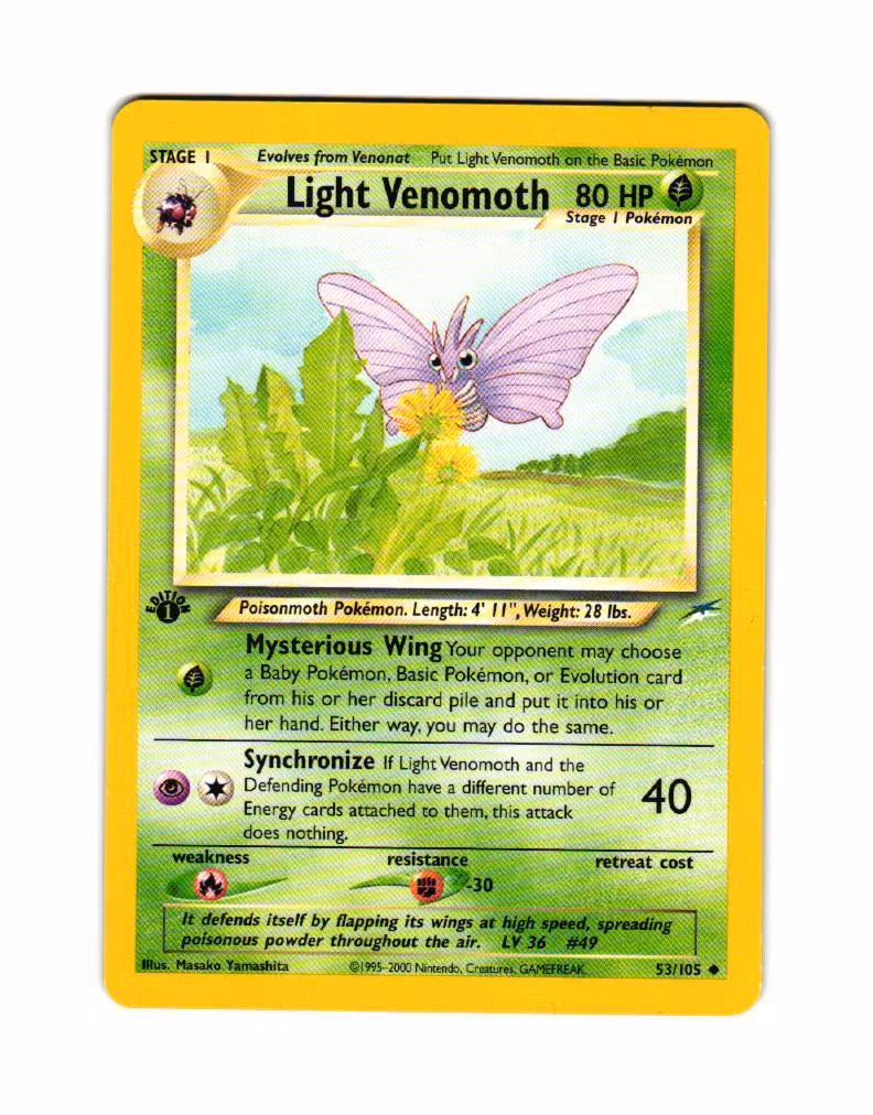 Light Venomoth Uncommon 53/105 Neo Destiny 1st Edition Pokemon
