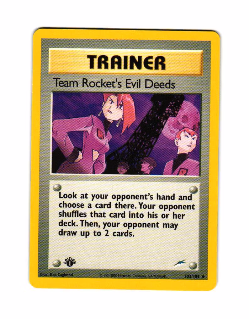 Team Rockets Evil Deeds Uncommon 103/105 Neo Destiny 1st Edition Pokemon