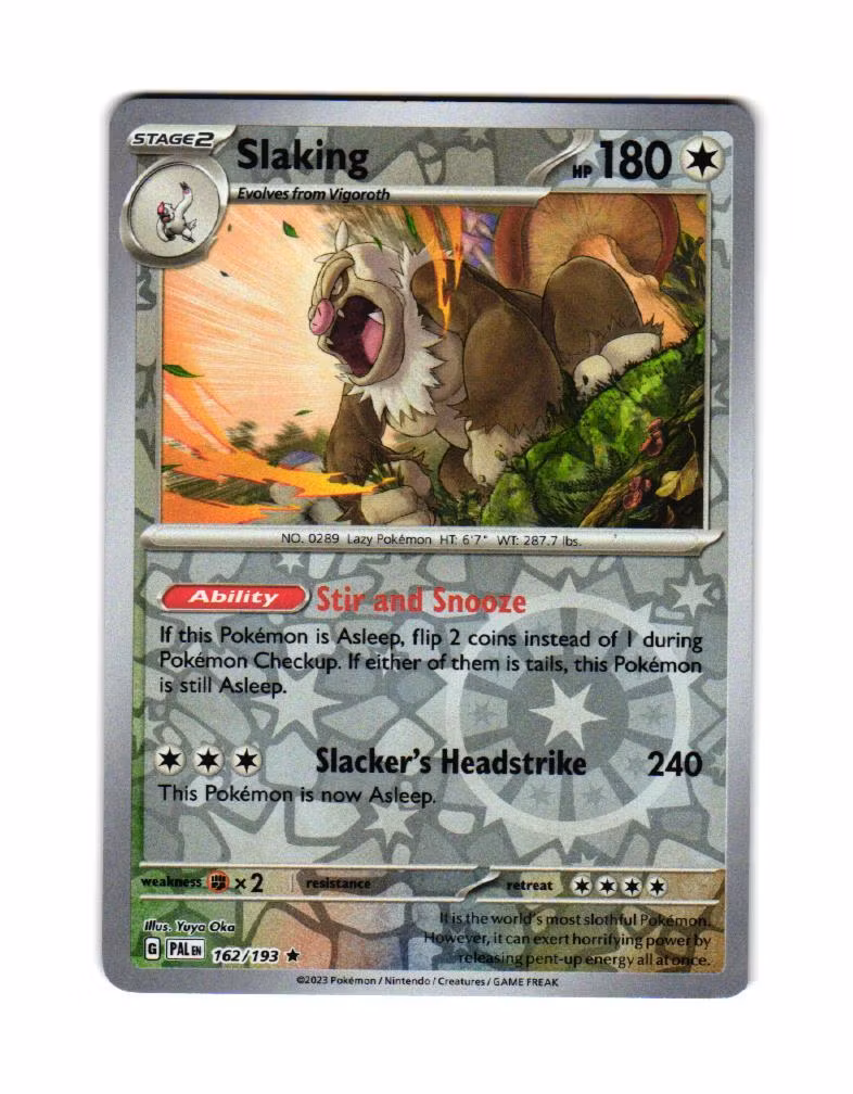 Slaking Reverse Holo Rare 162/193 Paldea Evolved Pokemon