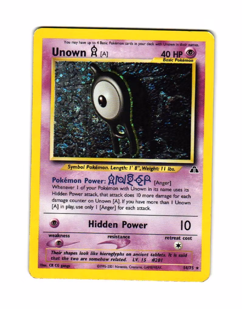 Unown A Holo Rare 14/75 Neo Discovery Pokemon