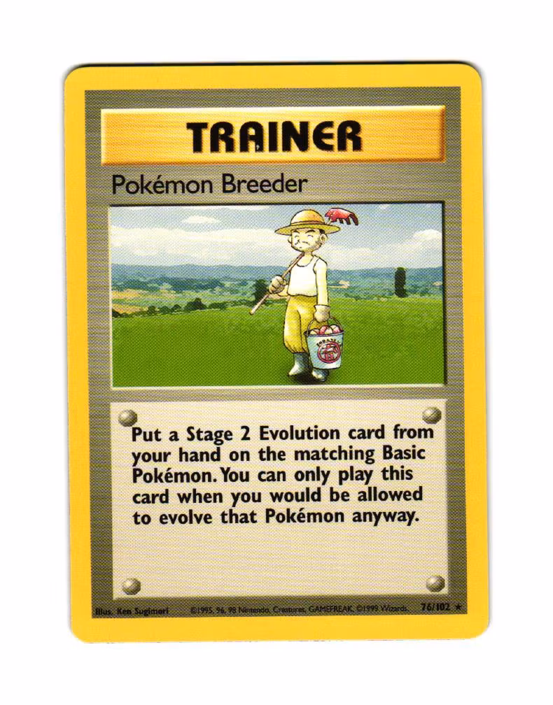 Pokemon Breeder Rare 76/102 Base Set Pokemon