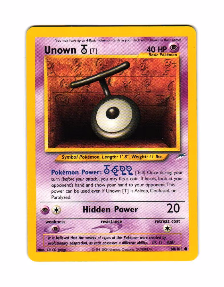 Unown T Common 88/105 Neo Destiny Pokemon