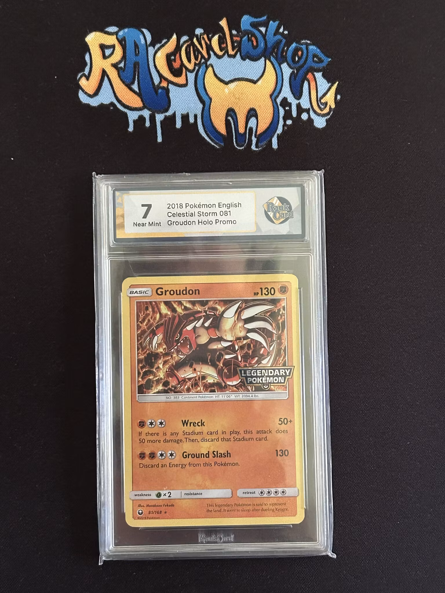Groudon Holo Promo 081 Celestial Storm Pokemon Graded Card 7 Rauk Card