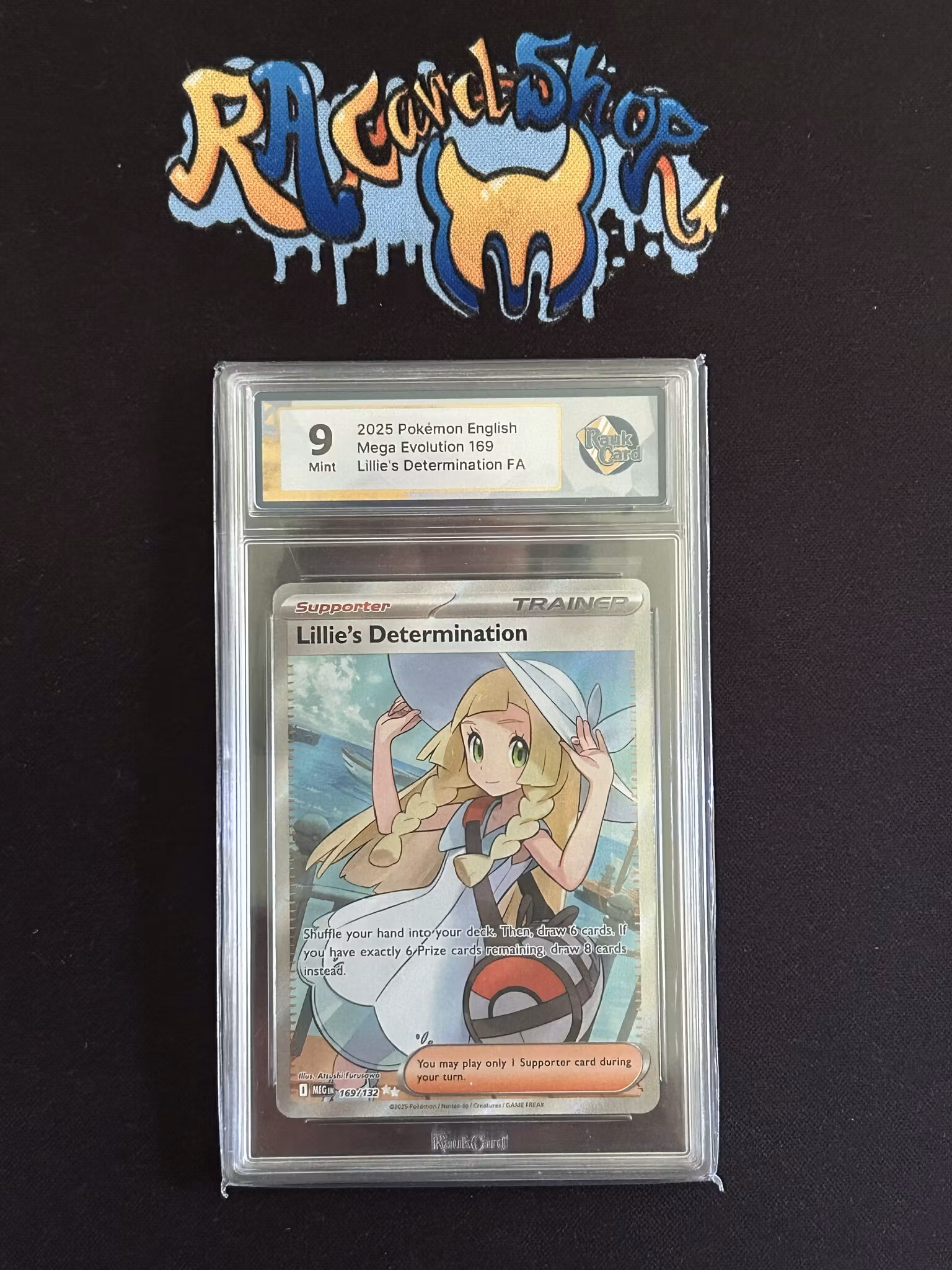 Lillies Determination 169 Mega Evolution Pokemon Graded Card 9 Rauk Card