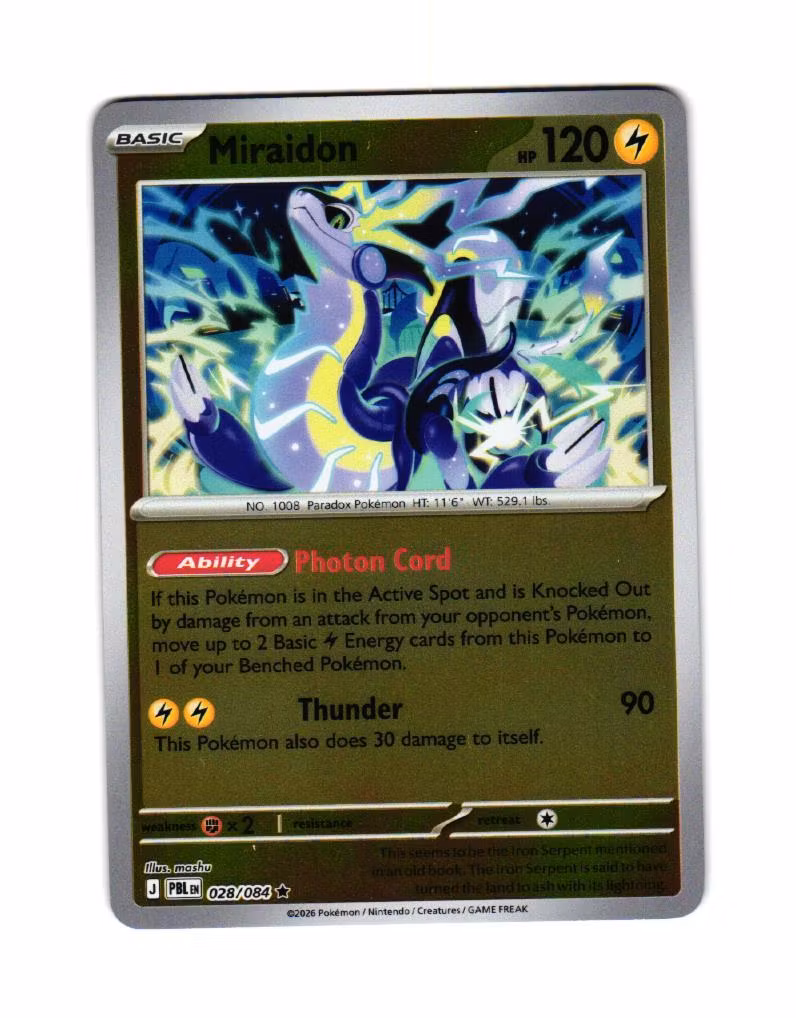 Miraidon Reverse Holo Rare 028/084 Pitch Black Pokemon