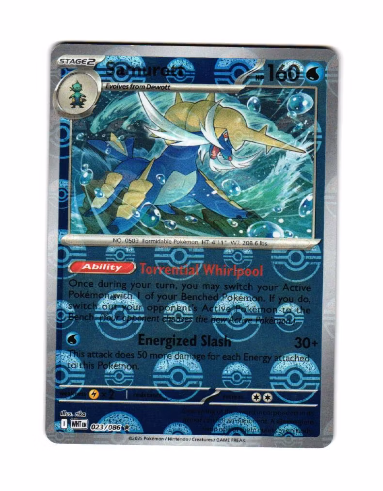 Samurott Reverse Holo Rare Poke Ball 023/086 White Flare Pokemon