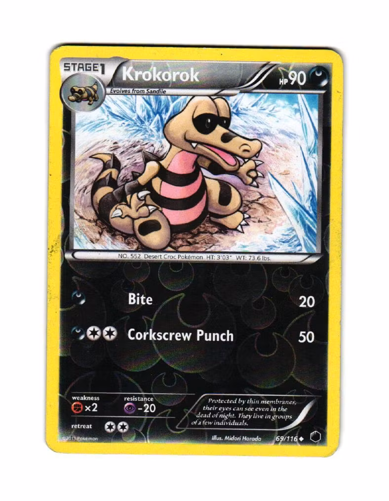 Krokorok Reverse Holo Uncommon 69/116 Plasma Freeze Pokemon