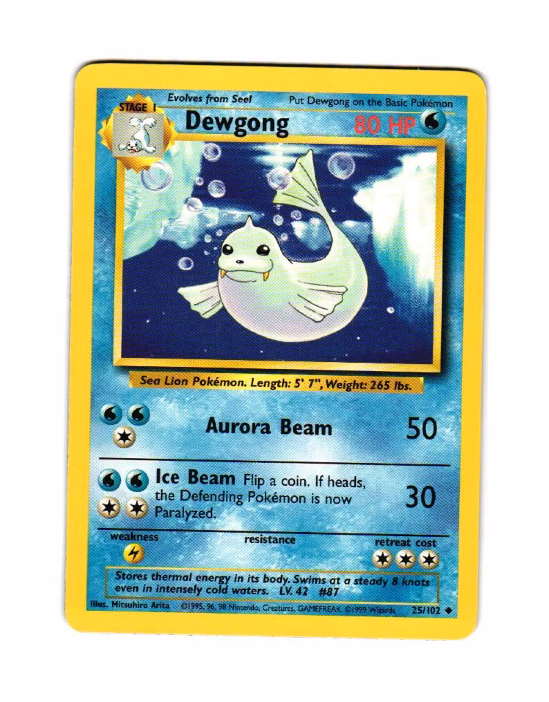 Dewgong Uncommon 25/102 Base Set Pokemon