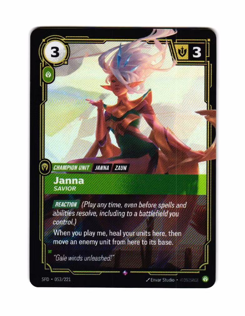 Janna Savior Reverse Holo Rare 053/221 Spiritforged Riftbound