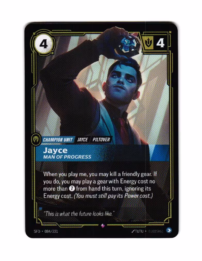 Jayce Man Of Progress Reverse Holo Rare 084/221 Spiritforged Riftbound