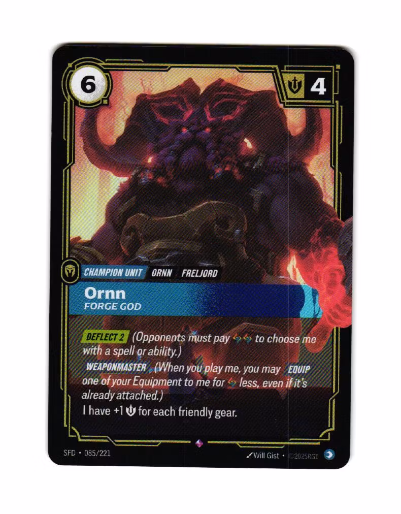 Ornn Forge God Reverse Holo Rare 085/221 Spiritforged Riftbound