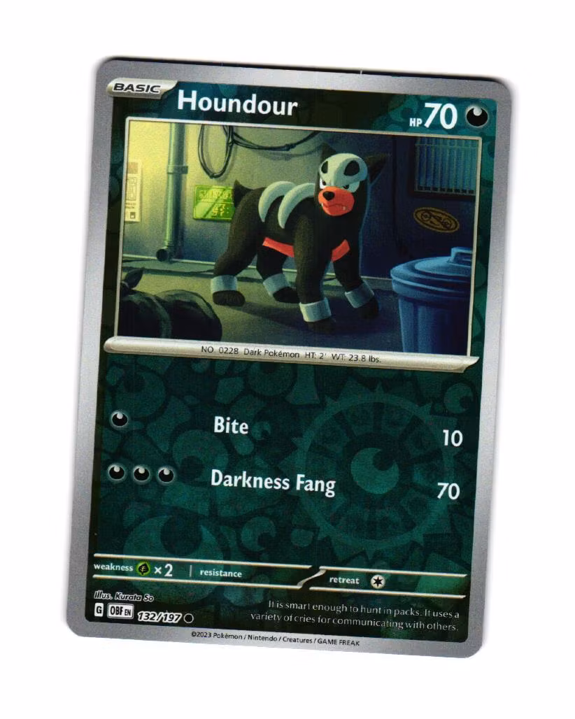 Houndour Reverse Holo Common 132/197 Obsidian Flames Pokemon