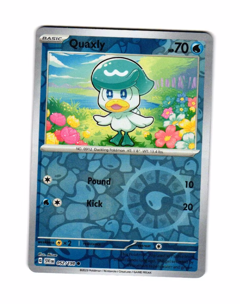 Quaxly Reverse Holo Common 052/198 Scarlet & Violet Pokemon