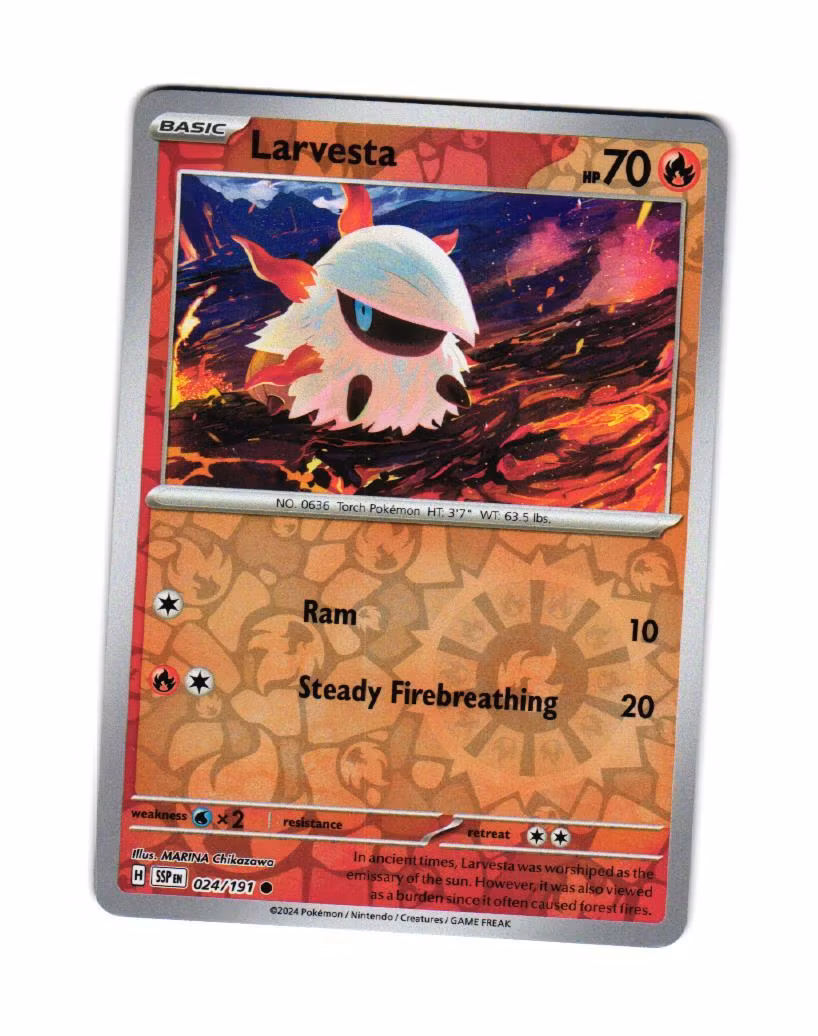 Larvesta Reverse Holo Common 024/191 Surging Sparks Pokemon