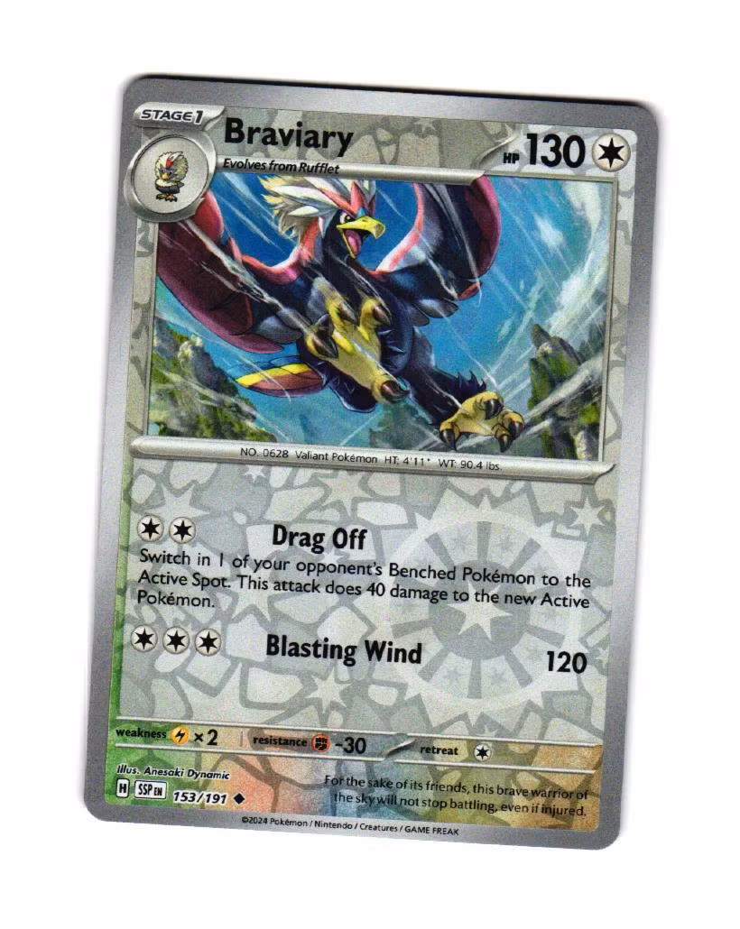Braviary Reverse Holo Uncommon 153/191 Surging Sparks Pokemon