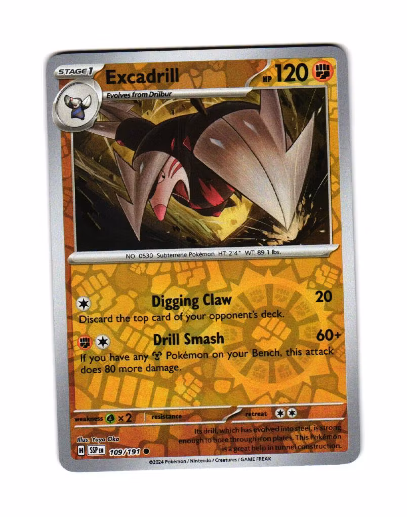 Excadrill Reverse Holo Common 109/191 Surging Sparks Pokemon