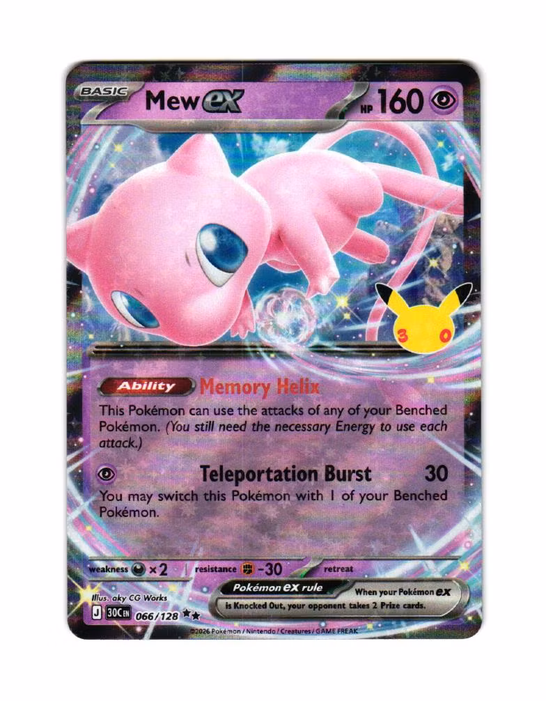 Mew ex Double Rare 066/128 30th Anniversary Pokemon